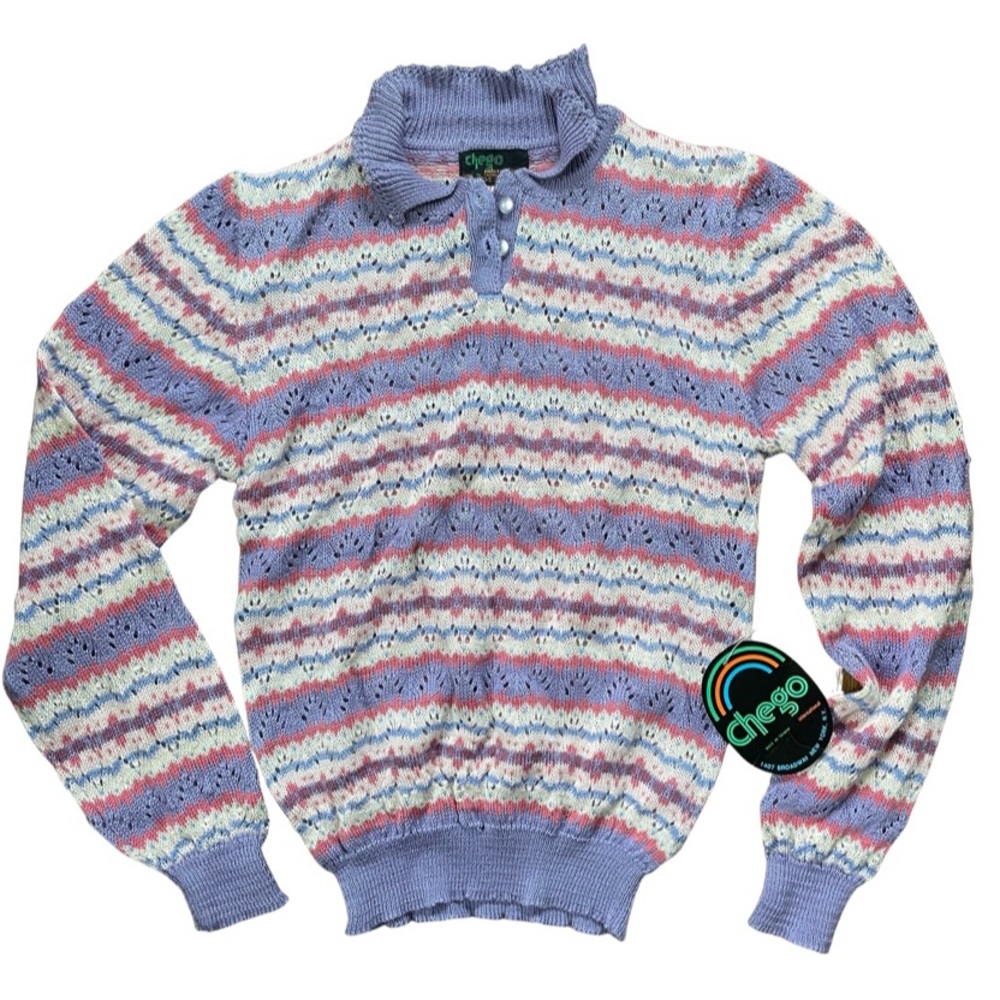 NWT Vintage Chego purple striped sweater